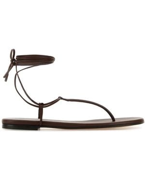 Gianvito Rossi Nappa Leather Gwyneth Thong Sandals - Brown