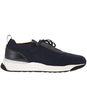 Santoni Textile And Leather Trainers With Raised Sole - Blue