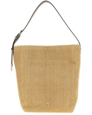 Pinko Raffia Bucket - White