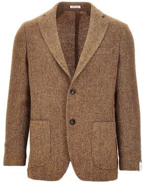 BRERAS Milano Venezia Virgin Wool Single-Breasted Jacket - Brown