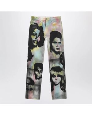 Versace Straight Jeans With The Party Print - Green
