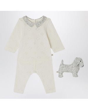 Bonpoint Denice Set Romper And Stuffed Toy - White