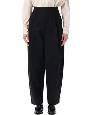 Soeur Daley Round Cotton-Linen Pants - Black