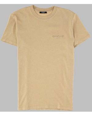 Balmain T-Shirt Vintage Logo Cotton T-Shirts - Natural