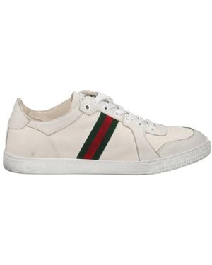 Gucci "Stretch" Leather Effect Sneaker - White