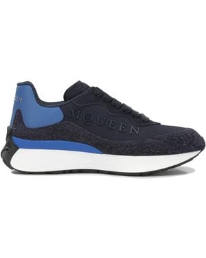 McQueen Cow Leather Rubber Trainers - Blue