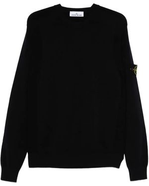 Stone Island Virgin Wool Crew Neck Jumper - Black