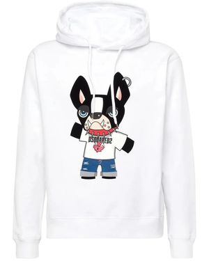DSquared² Ciro Cool Fit Logo Hoodie - White