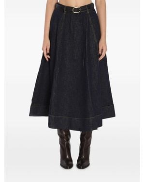 Self-Portrait Denim Maxi Skirt - Blue