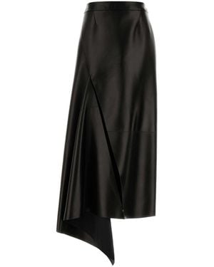 Givenchy Slashed Long Leather Skirt - Black