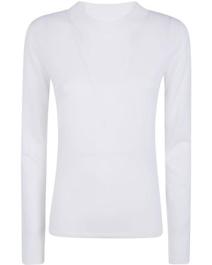 D.exterior Basic Merino Round Neck Sweater - White