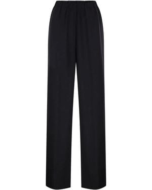 Fabiana Filippi Wide-Leg Stretch Wool Trousers With Elasticated Waistband - Blue