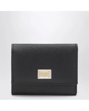 Dolce & Gabbana Dolce&Gabbana Dauphine Leather Wallet With Logo Plaque - Black