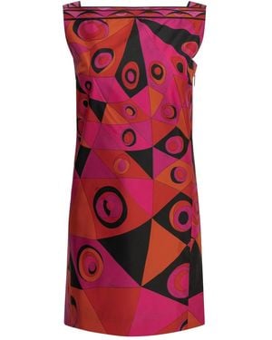 PUCCI Occhi Fuchsia Silk Acetate Polyester Short Dress - Red