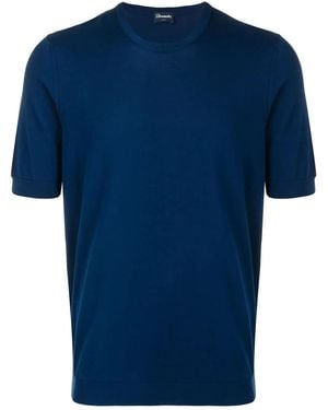 Drumohr Short Sleeves Round Neck T-Shirt - Blue