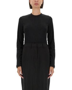 Helmut Lang Slim Fit T-Shirt With Logo - Black