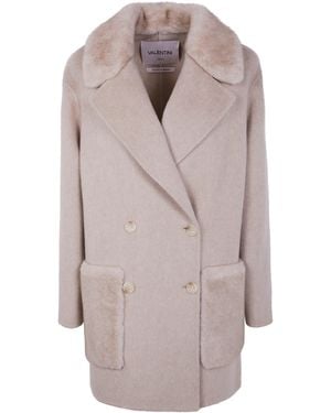 VALENTINI 1972 "Suri Wool And Eco Mink" Mini Doublebreasted Coat - Gray