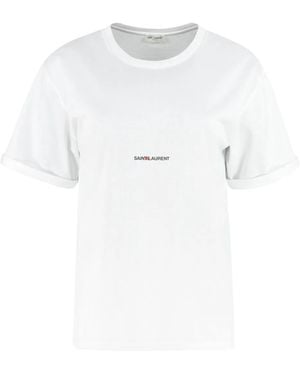 Saint Laurent Cotton Crew-Neck T-Shirt - White