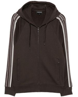 Emporio Armani Logo Cotton Hoodie - Black