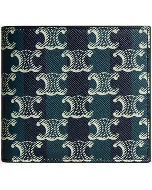 Celine Bi-Fold Triomphe Canvas And Leather Wallet - Blue