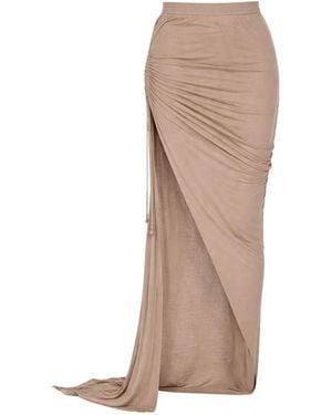 Rick Owens Long Skirt With Slit - Natural
