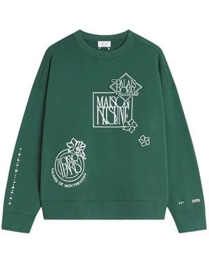 Maison Kitsuné Art Nouveau Stamps Appliqué Crewneck Sweater - Green