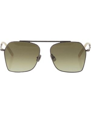 Brunello Cucinelli Geometric Titanium Sunglasses With Gradient Lenses - Green