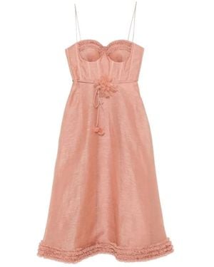 Zimmermann Luna Ruffled Floral Midi Dress - Pink