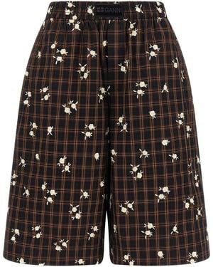 Ganni 'Check Flower' Bermuda Shorts - Black
