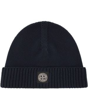 Stone Island Cotton Cap With Logo - Blue