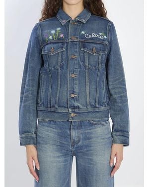 Celine Denim Jacket With Embroidery - Blue