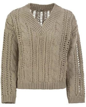 Brunello Cucinelli Cable & Mesh Jute And Cotton Jersey - Natural