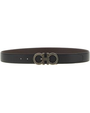 Ferragamo 'Doppio Gancini' Reversible Belt - White