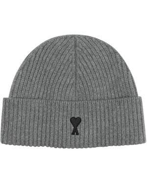 Ami Paris "Ami De Coeur" Beanie - Gray