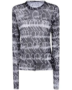 Maria Calderara Loose T-Shirtgraphic Pattern Large Bi - Blue