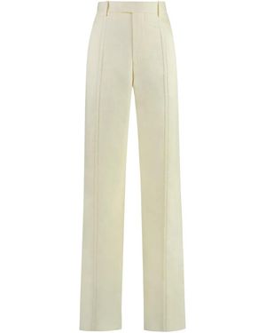 Bottega Veneta Linen Trousers With Back Welt Pocket For - White