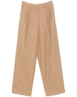 MICHAEL Michael Kors Pleated Wide Leg Pant - Natural