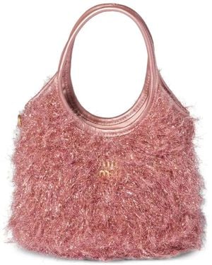 Miu Miu Embellished Fabric Handbag - Pink