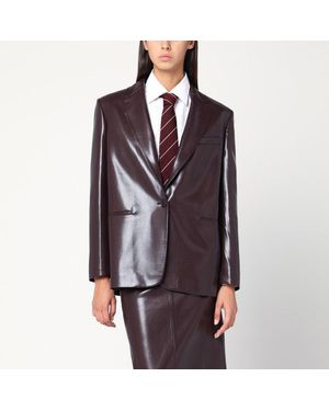 ANDAMANE Bordeaux Faux Leather Single-Breasted Jacket - Multicolor