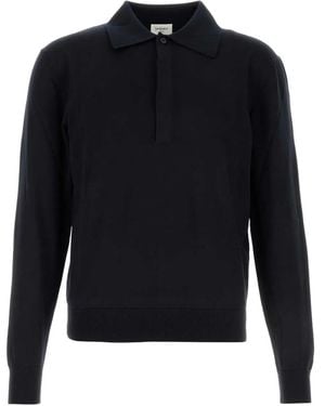 Saint Laurent Solid Shirt Collar Polo - Blue