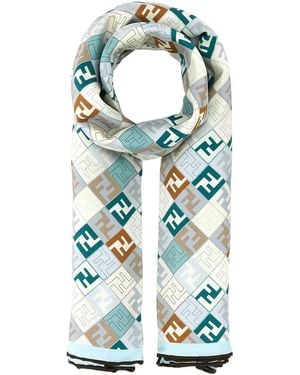 Fendi Foulard Stampa Ff Grid - White
