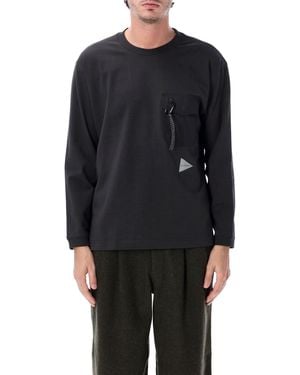 and wander Heavy Cotton Pocket T-Shirt - Black