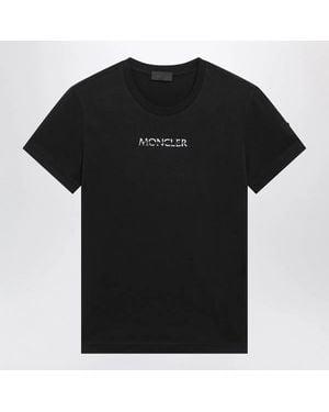 Moncler Logo-Embroidered Patch-Detail T-Shirt - Black