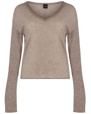 Pinko Salomone Long Sleeve Sequin Top - Natural