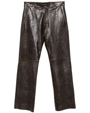 Emporio Armani Leather Trousers - Grey