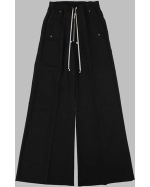 Rick Owens Wide-Leg Wool Trousers With Adjustable Drawstrings And Flap Pockets - Black