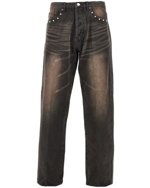 Obey Studded Boxcar Straight Leg Jeans - Grey