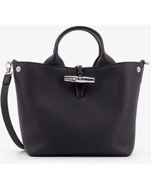 Longchamp Le Roseau Leather Shoulder Bag - Blue