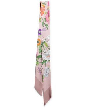 Gucci Silk Flora Twill Scarf - White