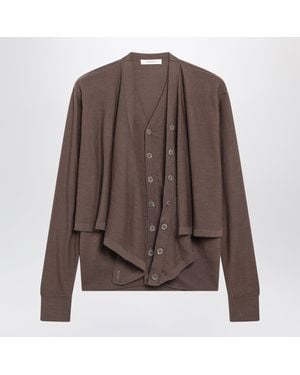 Lemaire Trompe L'Oeil Cardigan - Brown